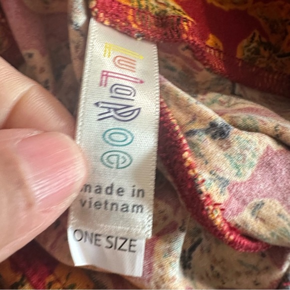 Lularoe womens OS (2-12) Hibiscus Red and Yellow Leggings New no tags - Picture 4 of 5